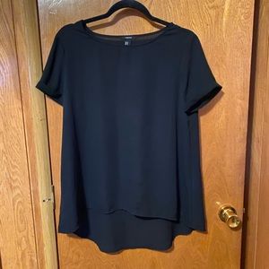 Simple, long black dress blouse